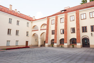 Vilnius, Lithuania - September 10, 2016: View of Vilnius university from Sarbievijaus yard