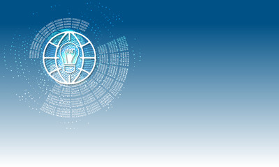 Vector abstract background with circular binary code and globe