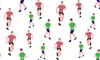 Vector seamless background of runners. The texture of the athletes