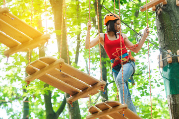 Woman on the roping park