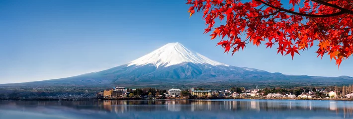 Papier Peint photo Mont Fuji Panorama du mont Fuji en automne