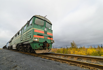 Fototapeta premium The diesel locomotive is a freight train.