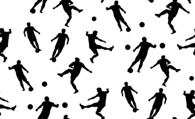 Vector seamless pattern of soccer players. The texture of the football players is randomly located