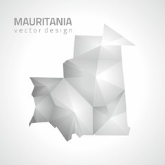 Mauritania grey and silver polygonal vector map