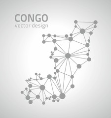 Congo vector polygonal grey dot contour map