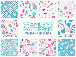 Obraz premium Geometric memphis seamless isolated patterns
