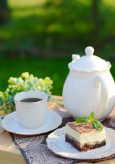 Sweet brakfast served in the summer garden