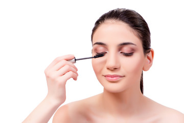 Fototapeta premium Beautiful woman during make-up cosmetics session
