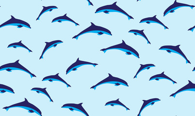 Vector seamless pattern of dolphins