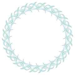 Round vector frame with empty space for text or picture. Blue round frame suitable for different greeting cards, invitations, backgrounds, prints, winter decorations.