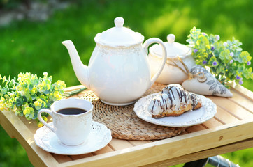 Sweet pastry with a cup of coffee