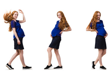 Fototapeta premium Pregnant woman in composite image isolated on white