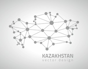 Kazakhstan grey contour vector dot map