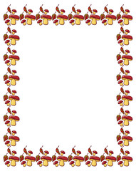 Vertical frame with mushrooms and free space for text.  Vector clip art.