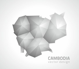 Cambodia perspective mosaic vector grey map