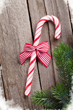 Christmas candy cane and fir tree