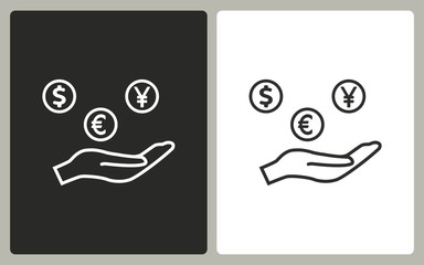 Cash on hand - vector icon.