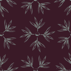 Seamless vector pattern with olive branch.