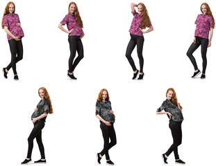 Fototapeta premium Pregnant woman in composite image isolated on white