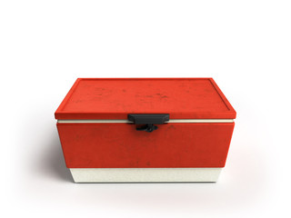 beach refrigerator Cooler red 3d render on a white background