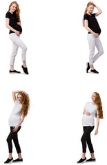 Fototapeta premium Pregnant woman in composite image isolated on white