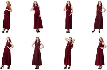 Pregnant woman in composite image isolated on white