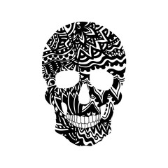 Black Ornamental Skull On The White Background