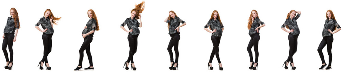 Pregnant woman in composite image isolated on white