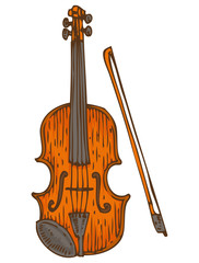 Wooden Fiddle or Violin with Fiddlestick