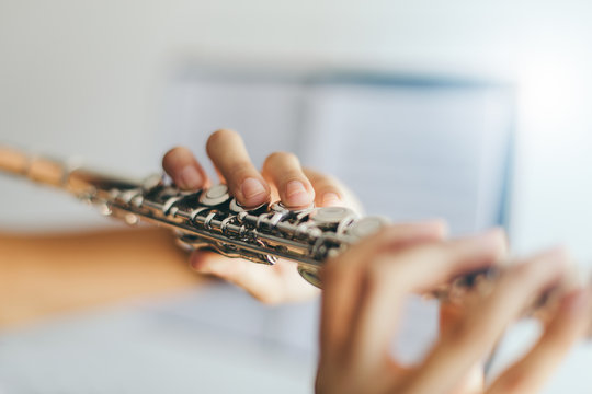 Playing the flute

