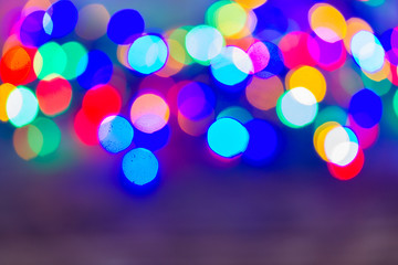 christmas multicolored festive lights bokeh defocused background