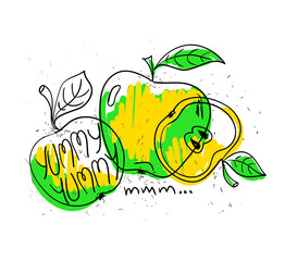 Funny Cartoon Apple Fruit.