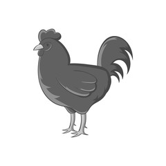 Chicken icon in black monochrome style isolated on white background. Animals symbol vector illustration