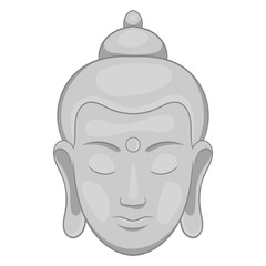 Buddha statue icon in black monochrome style isolated on white background. Religion symbol vector illustration