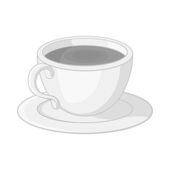 Cup of tea icon in black monochrome style isolated on white background. Drink symbol vector illustration