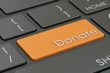donate concept on keyboard, 3D rendering