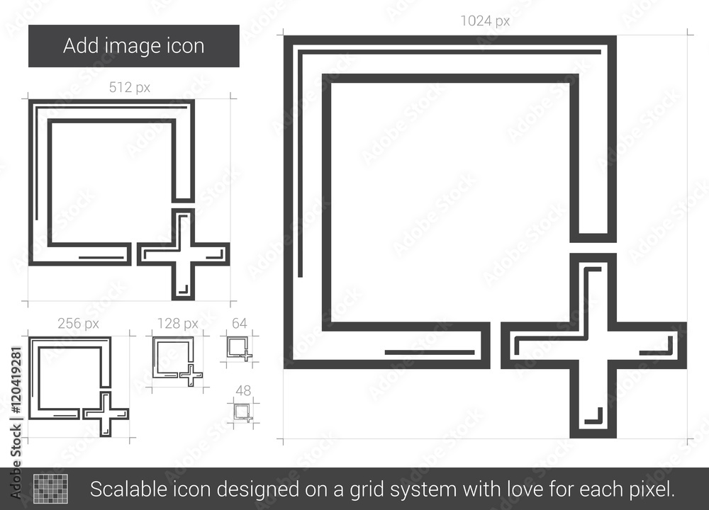 Poster add image line icon.