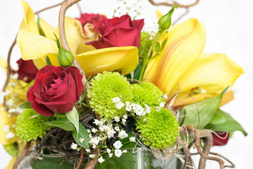 Floristic composition: roses, chrysanthemums, orchids, gypsophil