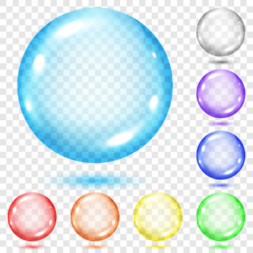 Set of transparent colored spheres. Transparency only in vector file