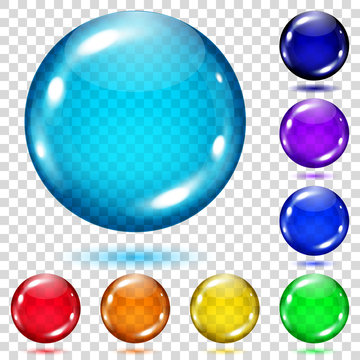 Set of transparent colored spheres. Transparency only in vector file