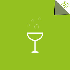 Vector modern minimalistic Happy New Year (2017) green celebration card with a glass - green styled version, eps stock image.