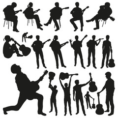 Guitar Players Vector Silhouettes
