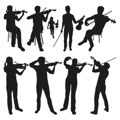 Violinists Vector Silhouettes