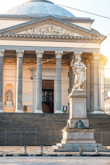 Fototapeta na wymiar Gran Madre church with Vittorio Emanuele statue in Turin city in Piedmont region in Italy