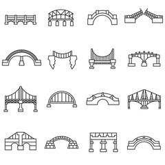 bridges. linear icons set. structures a collection