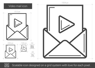 Video mail line icon.