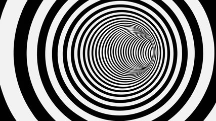 Foto op Plexiglas Black and White Circle Striped Abstract Tunnel © pitju