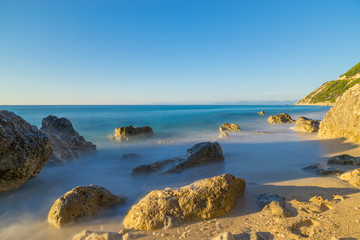 A view of a sandy beach Porto Katsiki on the island Lefkada