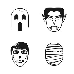 Set of halloween funny peoples icons