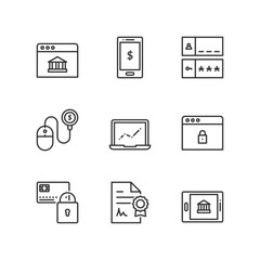 Line icons. Online banking. Flat symbols